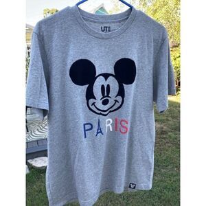 Uniqlo Disney Paris Mickey Mouse Short Sleeve T-Shirt Heather Gray Size M